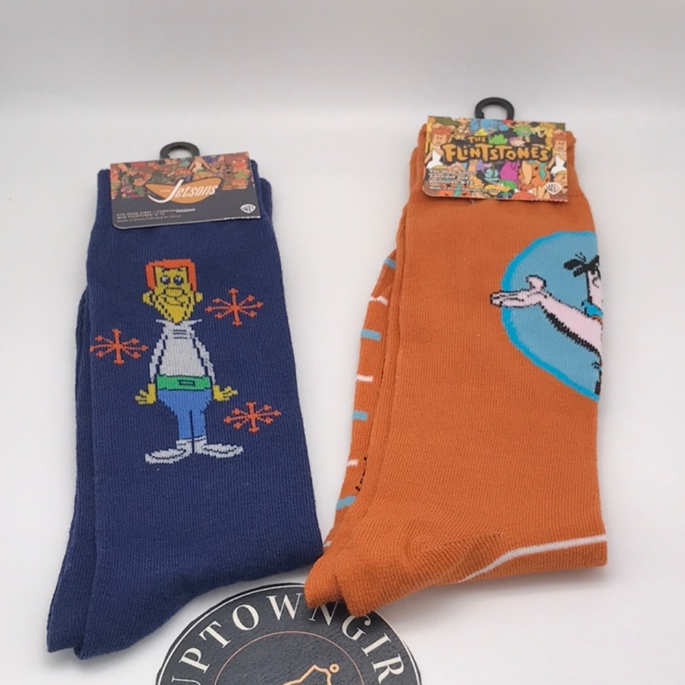 NWT  WB JETSON & THE FLINTSTONES SOCKS SIZE 6-12  UNISEX  2PAIRS